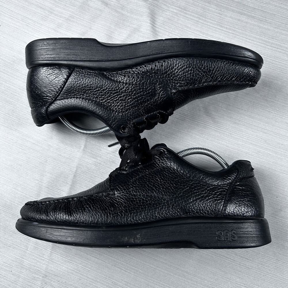 SAS Bout Time Men's Size 11 S Black Orthopedic Walking Shoes Leather Lace Mocs